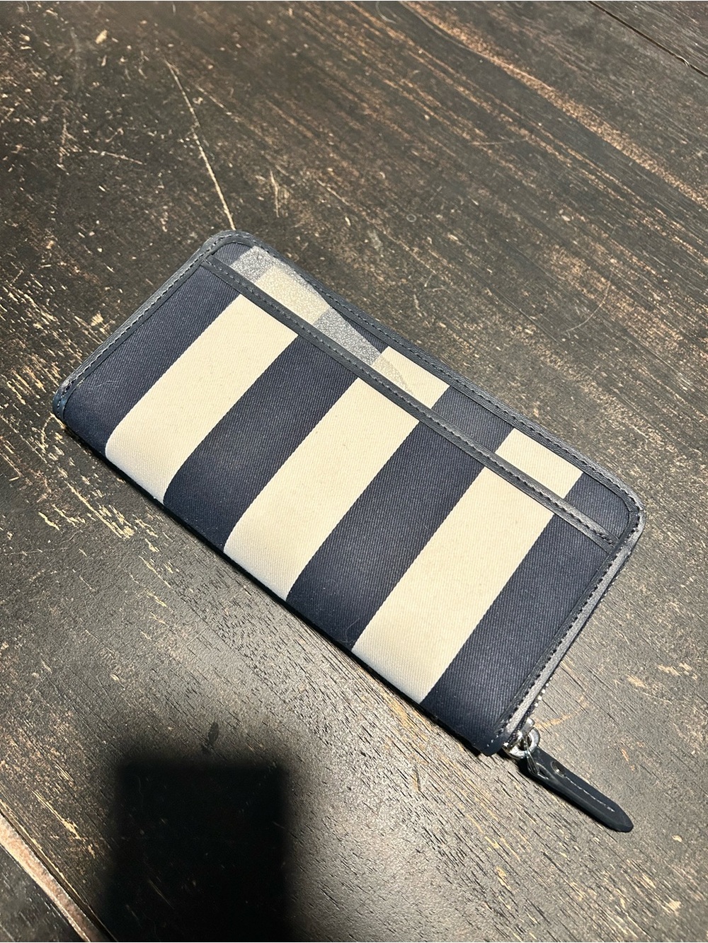 kate spade Navy and Cream Striped Zip Wallet - Picture 2 of 5